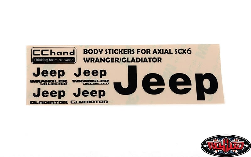 RC4WD Metal Logo Decal Sheet for Axial 1/6 SCX6 Jeep Wrangler (Black)