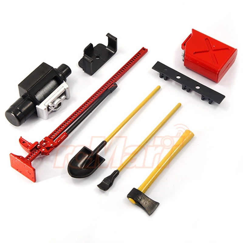 Yeah Racing 1/10 RC Rock Crawler Accessories - Fuel Can and Tool Set - Red