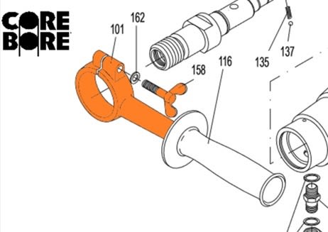 2700693 Core Bore DK12/DK13/DK16 Clamp Ring w/ Wing Screw 2700693 WEKA