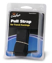 The Carefree Patio Awning Pull Strap, model 901011, is a 93-inch black replacement strap used to manually extend or retract an RV patio awning.