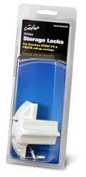 The Carefree Awning Travel Lock White, 901017W is a white storage lock designed to secure your RV's manual awning arms during travel. It is compatible with Carefree Spirit FX, Fiesta, and Simplicity model awnings.