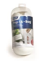 The Camco Popâ€‘Aâ€‘Bag Plastic Bag Storage Holder (Model 57061, White) is a compact wallâ€‘ or cabinetâ€‘mounted dispenser that stores up to 25 grocery bags, trash bags, or dryer sheets.