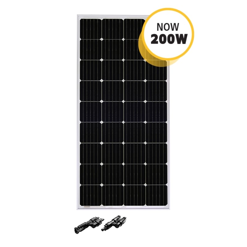 The Go Power Overlander 200 Watt Solar Panel (Model: 83314, also referred to as the Overlander-E Expansion Kit) is a monocrystalline solar panel designed to expand existing Go Power RV solar systems.