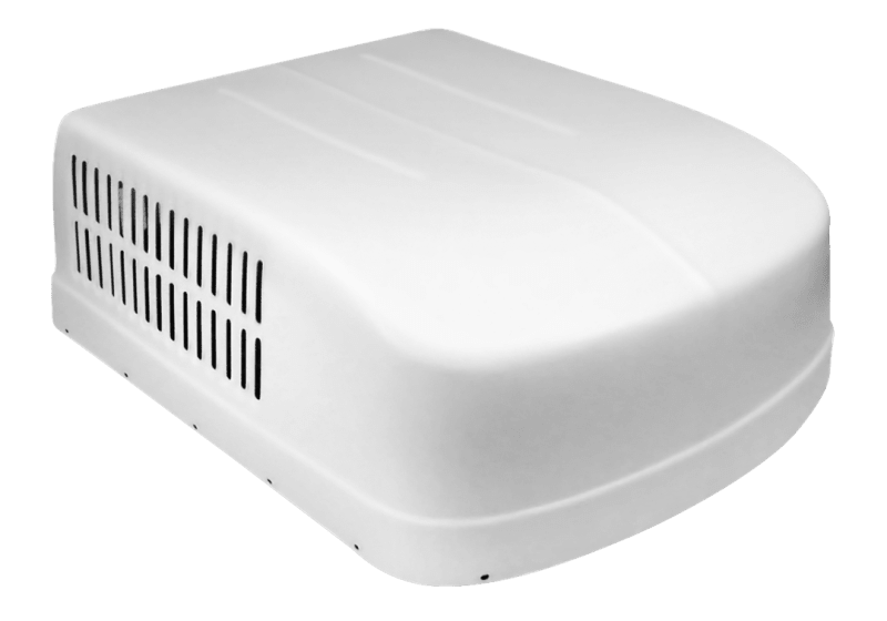 The Icon 01545 shroud is an aftermarket replacement air conditioner cover for old-style Dometic Duo-Therm Brisk Air RV units manufactured before 2000.
