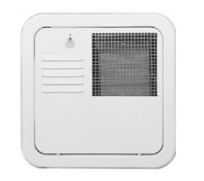 The Suburban 6255APW is a white steel flush-mount access door designed for Suburban 4 or 6-gallon RV water heaters.