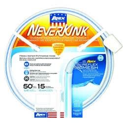 The Teknor Apex 8602-50 is a 5/8 inch x 50 foot white water hose from the NeverKink RV/Marine product line, designed to be drinking water safe and resist kinking. It is suitable for use with RVs, boats, and campers.
