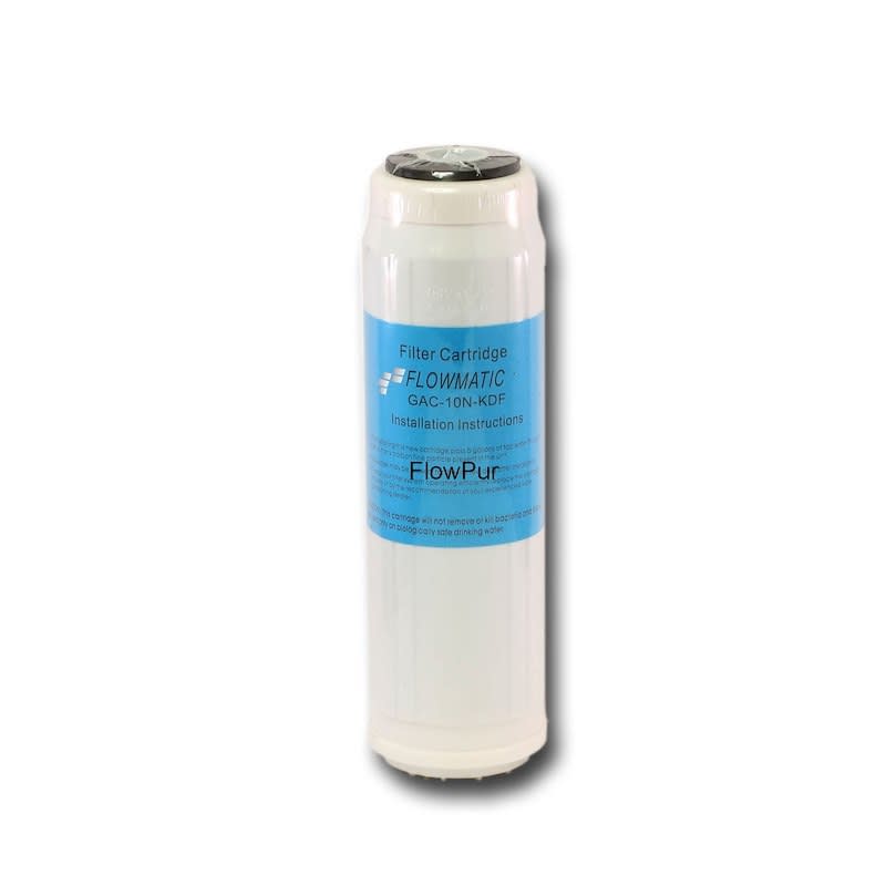 The Watts Flow-Pur GAC10N/KDF-RV is a 10" replacement water filter cartridge designed for RV, boat, and camper use to improve drinking water quality. It is designed to fit most standard 10" filter housings.