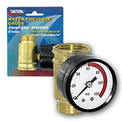 The Valterra A01-0110VP is a lead-free, analog water pressure gauge used to monitor water pressure in an RV's plumbing system. It helps prevent damage from high pressure but does not regulate the pressure itself.