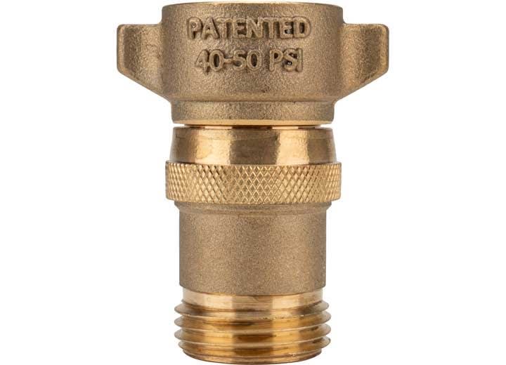 The Camco 40055 Brass Water Pressure Regulator is a device designed to protect an RV's, boat's, or soaker hose's plumbing and appliances from damage caused by high or inconsistent city water pressure by reducing it to a safe range of 40 to 50 PSI.