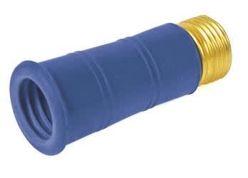 The Camco 22484 Water Bandit allows users to connect a standard hose to most standard-sized water sources that lack threads or have damaged threads, helping to prevent water waste. It features a flexible silicone-polymer sleeve.
