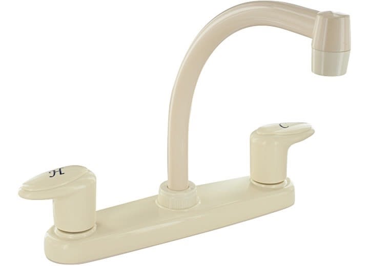 The Phoenix PF221101 is a dual-handle, high-arc kitchen faucet designed for RVs and mobile homes. It is part of the Catalina series from Phoenix Faucets, a division of Valterra Products.