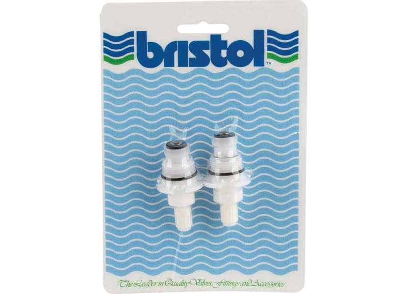 The LaSalle Bristol 39004 is a faucet stem and bonnet assembly designed as a replacement part to repair leaking or dripping RV faucets. It is a flat washer style component made to be compatible with LaSalle Bristol Utopia faucets.