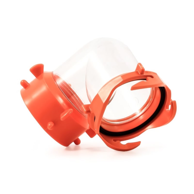 The Camco 39857 RhinoFLEX 90-Degree Clear elbow fitting is used to connect an RV sewer hose to the waste valve and allows you to monitor when your holding tank is empty.