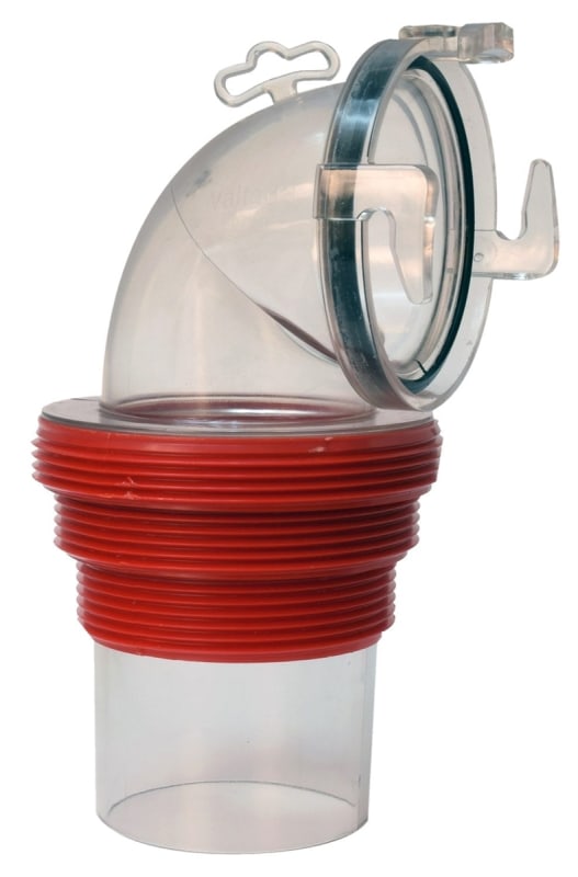 The Valterra F02-3112CL EZ Coupler 90-degree Bayonet Sewer Fitting is a clear, universal RV sewer adapter designed for connecting a sewer hose to dump stations with a secure, gas-tight fit.