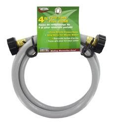 The Valterra W01-4048 is a 4-foot long, 1/2-inch inner diameter hose designed for draining an RV's gray water system into a portable tote tank. Its gray color indicates that it is not intended for use with fresh or drinking water.