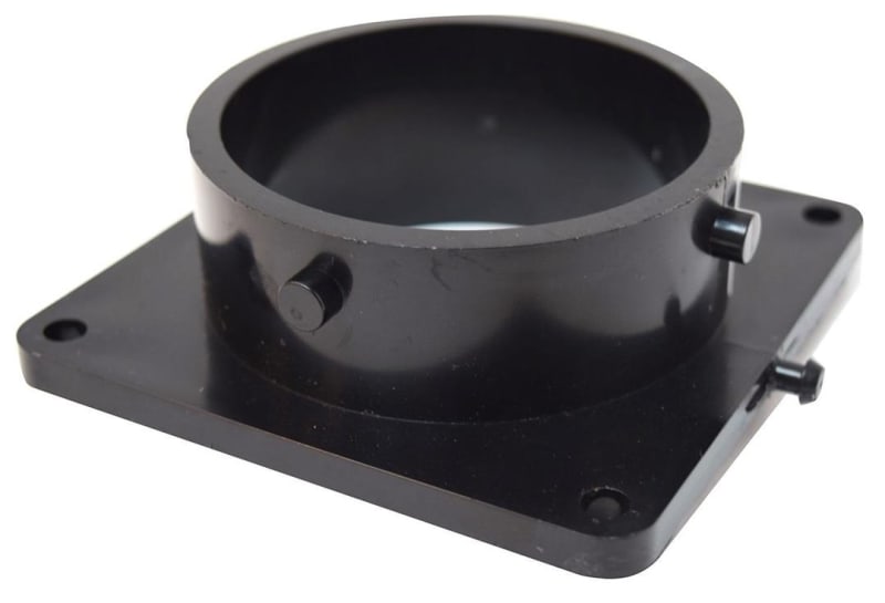 The Valterra T1009 fitting is a 3-inch bayonet flange used in RV waste management systems to connect a sewer hose to the black-water waste valve. It is made of durable ABS plastic and is designed for easy, secure connections.