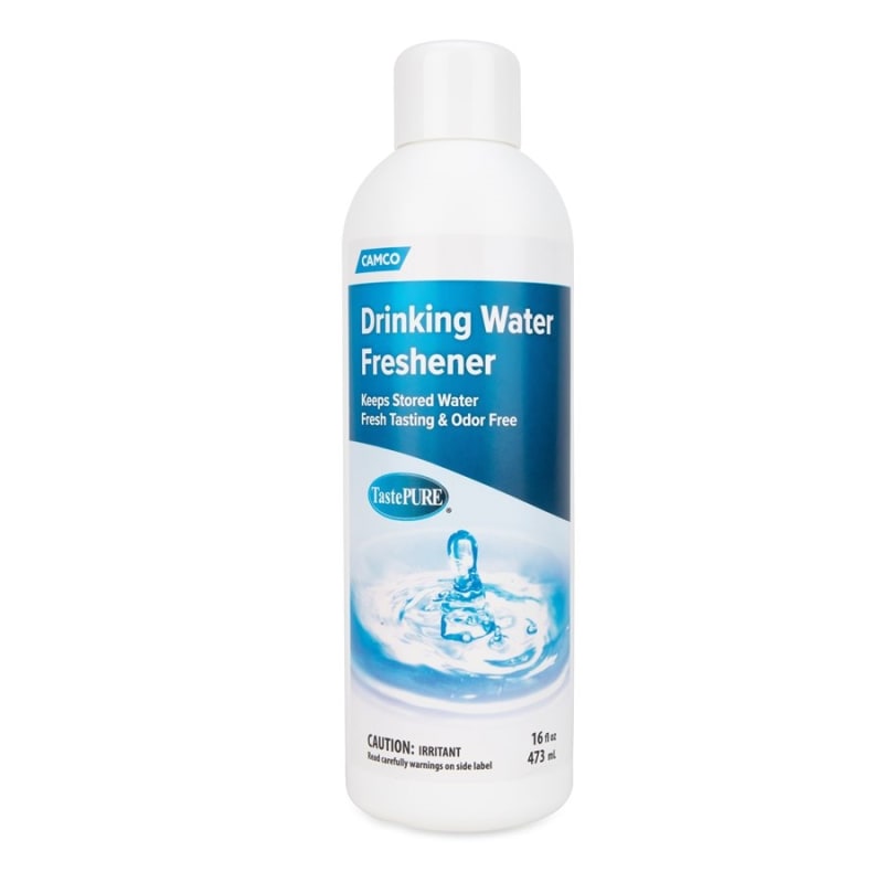 The drinking water freshener with product number 40206 is the Camco TastePURE Drinking Water Freshener, a liquid water treatment additive for RV and marine fresh-water tanks. It is designed to eliminate bad tastes and odors.