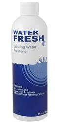 The Valterra V03066 Drinking Water Freshener is an 8-ounce liquid additive designed to keep stored water in RVs, boats, and campers tasting fresh. It eliminates bad taste and odors in plastic or metal tanks.