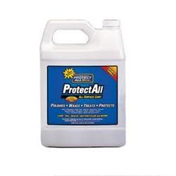 The Protect All 62010 All-Surface Care is a multi-purpose cleaner, wax, polish, and protectant that comes in a one-gallon jug. It is primarily designed for use on vehicles like RVs, boats, cars, and motorcycles.