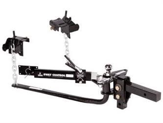 The Husky Towing 30849 Round Bar Weight Distribution Hitch is a complete towing system designed to level your towing vehicle and trailer while minimizing sway. The package includes a 2-5/16" hitch ball, shank, sway control unit, and spring bars.