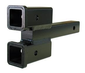 The Roadmaster 077-2 is a dual hitch receiver adapter designed for use with motorhomes to allow for flat towing of a vehicle while also adding a bike carrier or other hitch accessory.