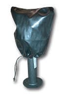 The Ultra-Fab Products 38-944020 trailer tongue jack cover is a weather-resistant protective cover designed for electric A-frame tongue jacks on RVs and trailers. It features a drawstring closure for a secure fit.