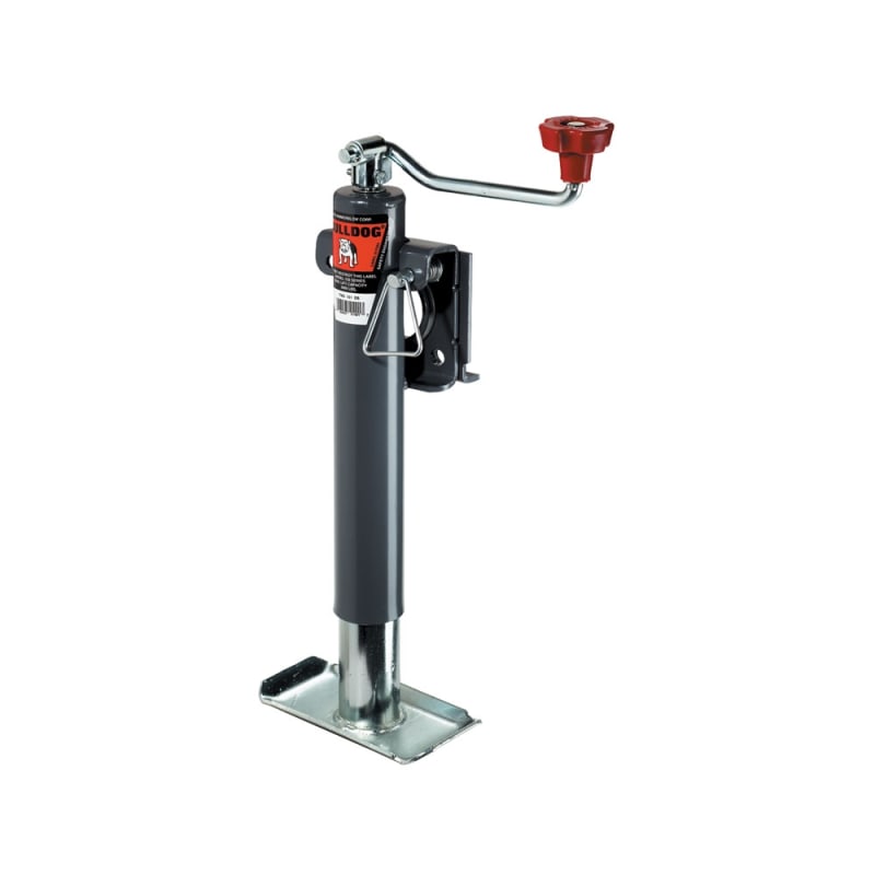 The Bulldog (151401) is a manual, round, topwind swivel trailer jack with a 2,000 lbs lift capacity designed for use on a variety of trailers. It is a field-proven, reliable jack recognized as an industry standard for agricultural, commercial and horse.