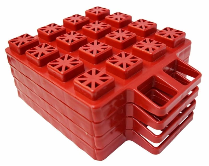 The Valterra Leveling Stacker Blocks 4pk (A10-0916) are multi-use, interlocking polyethylene plastic blocks designed to level and stabilize recreational vehicles, trailers, and campers. They can also function as jack pads and tongue wheel support.