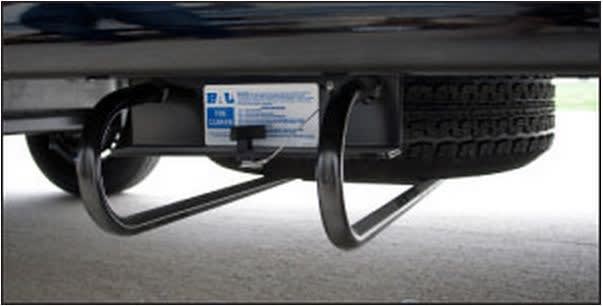 The BAL 28218B Hide-A-Spare Tire Storage system, is designed to mount a spare tire beneath an RV or travel trailer with an enclosed underbelly.