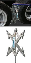 The BAL X-Chock Wheel Stabilizer 2-Pack, model 28012, is a stabilizing wheel chock designed for tandem-axle trailers, RVs, and fifth wheels. It is made in the USA from rust-inhibitive, zinc-coated steel and works by applying an opposing force between.