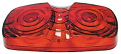 The Peterson V138-15R is a red replacement lens for RV side marker and clearance lights fir the double "bulls-eye" lens is designed to fit rectangular, two-bulb lights from Peterson's 138-series.