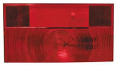 The V25911-25 replacement taillight trailer lens is a red, polycarbonate lens manufactured by Peterson Manufacturing. It is designed as a replacement for the Peterson 25911 series RV, stop, turn, and tail light.