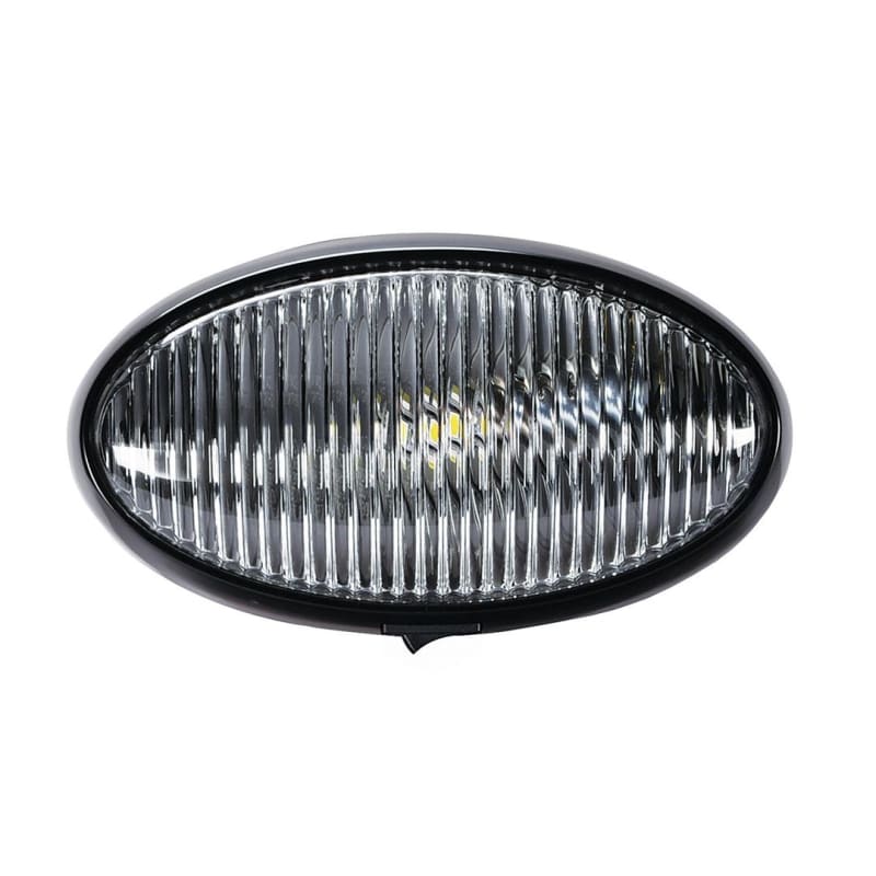 The Arcon 20681 is a universal 12V LED oval porch and utility light designed for RVs and trailers. It features a black base and a clear lens, providing energy-efficient illumination for security and visibility.