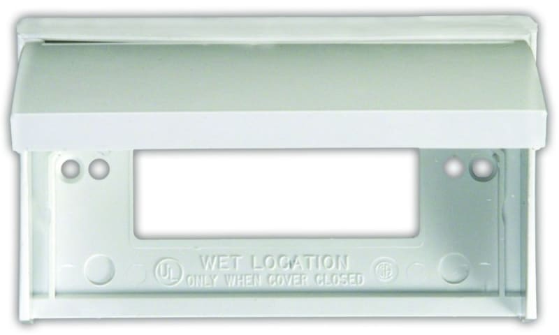 The JR Products 47515 is a rectangular, polar white weatherproof GFCI outlet cover primarily designed for RV use. It is used to weatherproof any GFCI-style (Ground Fault Circuit Interrupter) outlet, protecting it from moisture and debris.