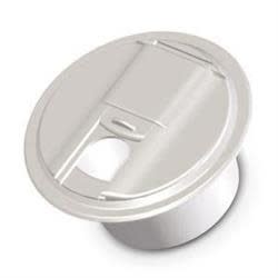The RV Designer B101 Universal Round Electrical Cable Hatch is a 5-inch, polar white replacement access door for your RV's power cord.