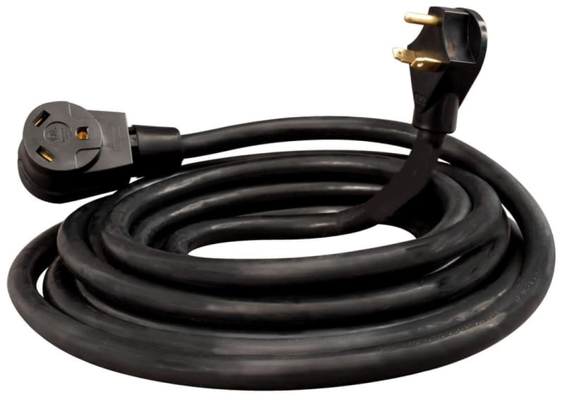 The Valterra A10-3025E is a 25-foot "Mighty Cord" extension cord designed for 30-amp RV electrical systems. It provides a heavy-duty connection for outdoor power use at campgrounds when your vehicle is parked too far from the main hook-up.