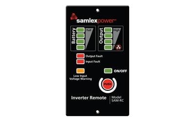 The Samlex Inverter Remote Control, SAM-RC, is a wired remote used to switch specific Samlex SAM Series inverters on and off from a distance. It is widely available for purchase online and can be found at some local retailers.