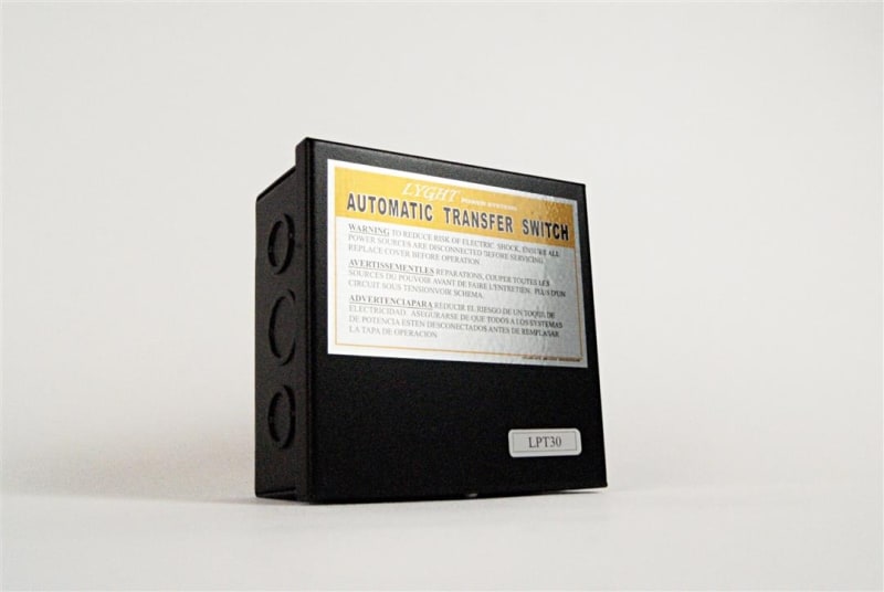 The Elkhart Supply LPT30 30 Amp Automatic Transfer Switch is designed for RV use to automatically switch between two 120V power sources, typically shore power and a generator, preventing both from entering the electrical system simultaneously.