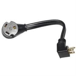 The Arcon 14246 is a 30 Amp female to 15 Amp male pigtail power cord adapter typically used for RVs to connect to standard household electrical outlets. It is a 12-inch, black, flat-bonded 10/3 gauge wire cord with easy-grip ends.