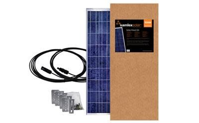 The Samlex 150 Watt Solar Panel Kit (SSP-150-KIT) is an off-grid, high-efficiency crystalline solar kit designed for RVs, remote structures, and marine applications, which includes the panel, connecting wires, and mounting hardware.