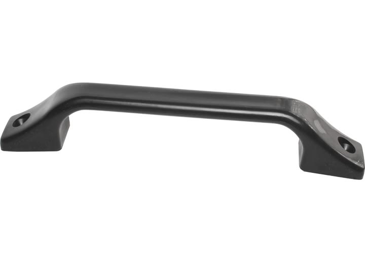 The RV Designer E223 8-3/4" Black Plastic Grab Handle is a common assist handle used on the exterior of RVs near the entry door.