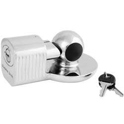 The Master Lock Trailer Coupler Hitch Lock, model 377DAT, is a universal lock designed to secure your trailer by resisting picking and prying,