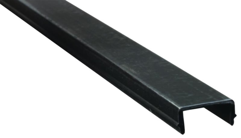 The JR Products 11401 Black 8 foot Elixir Style Screw Cover, a type of trim molding used for RV doors and windows.