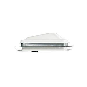 The V2092SP-28 is a non-powered, manual crank Ventline Ventadome roof vent designed for RVs and enclosed trailers, fitting a standard 14-1/4 inch by 14-1/4 inch rough opening.