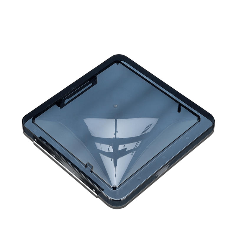 The Dometic Fan-Tastic Fan Lid Dome Replacement Smoke (K1020-19) is a durable polycarbonate replacement lid designed to fit all Fan-Tastic and Create-A-Breeze 14" x 14" RV roof vents. It features a tinted smoke color that filters UV rays.