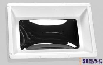 The Specialty Recreation N1422D Inner Skylight Garnish is a clear, rectangular, interior dome designed for use in RVs and campers with a 14" x 22" rough hole opening. It is constructed of durable polycarbonate with a white ABS plastic frame.