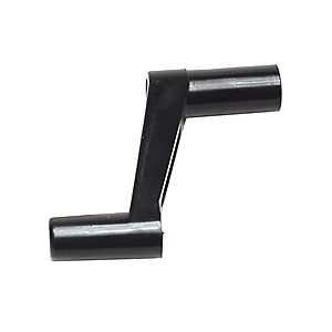 The RV Designer H701 Plastic Window Crank. It is a black, plastic handle with a 1-inch shaft designed for use with RV Designer windows and roof vents.