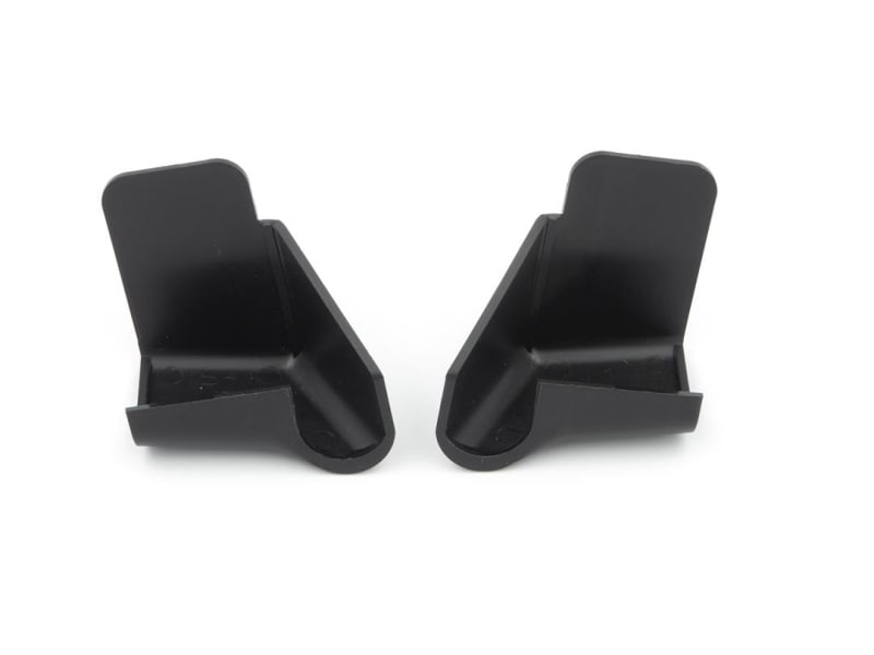 The B&B Molders 94169 Short Rain Gutter Spouts, a black, two-pack product primarily used as a direct OEM replacement for RVs. These are designed to help eliminate black streaks on your unit by redirecting water away efficiently.