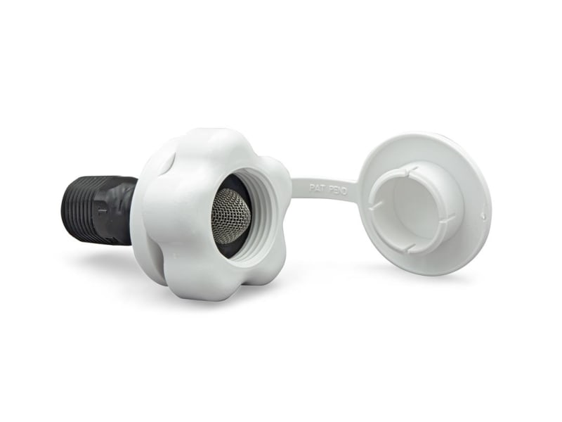 The Thetford 94210 Replacement Plastic Check Valve, also cross-referenced as the B&B Molders 94210 (2P-A). It is designed for RV fresh water systems and features a 1/2-inch male pipe thread (MPT) connection.