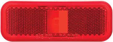 The Optronics MC44RS is a red, rectangular, incandescent clearance marker light with a built-in reflex reflector, typically used for RVs and trailers.